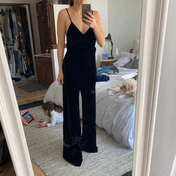 Reformation Pants - Reformation moonlight wide leg velvet jumpsuit